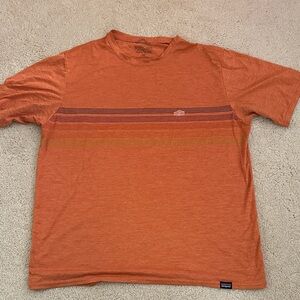 Patagonia Men's Orange Striped T-Shirt